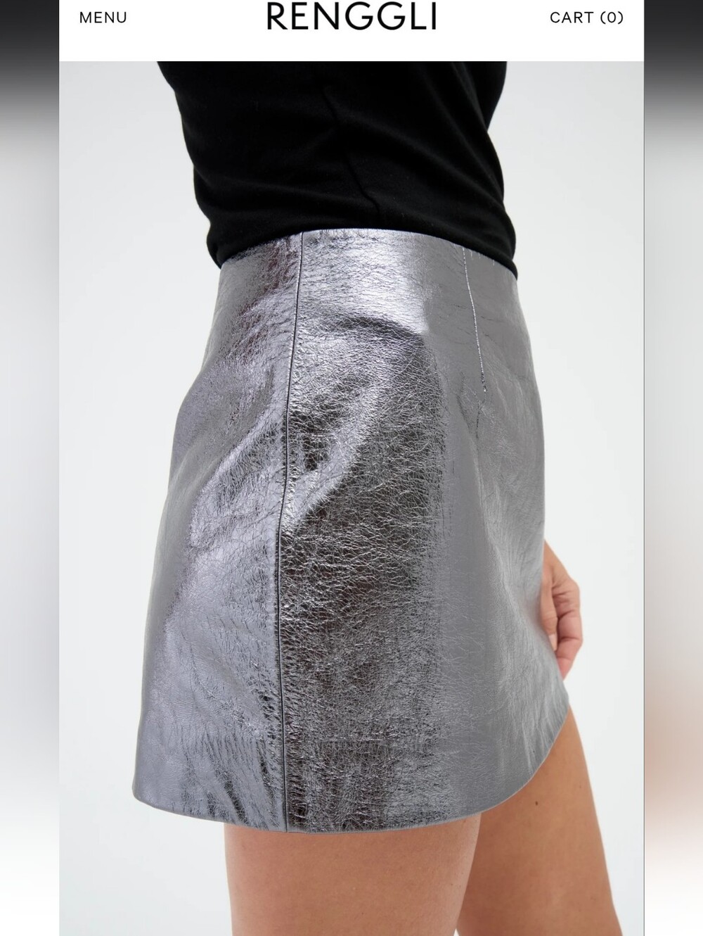 Renggli Gunmetal Foil Leather Skirt - Picture 9 of 9